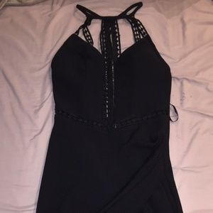 Sexy Black Low Plunge Midi Dress from Hello Molly